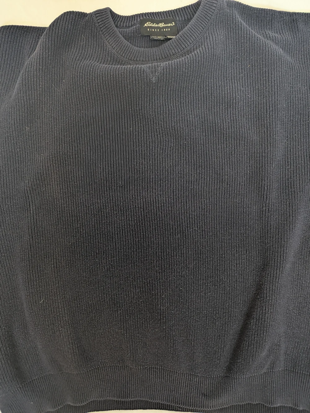Vintage 1998 Eddie Bauer Sweater Mens Large Navy Blue Knit 100% Cotton Heavy